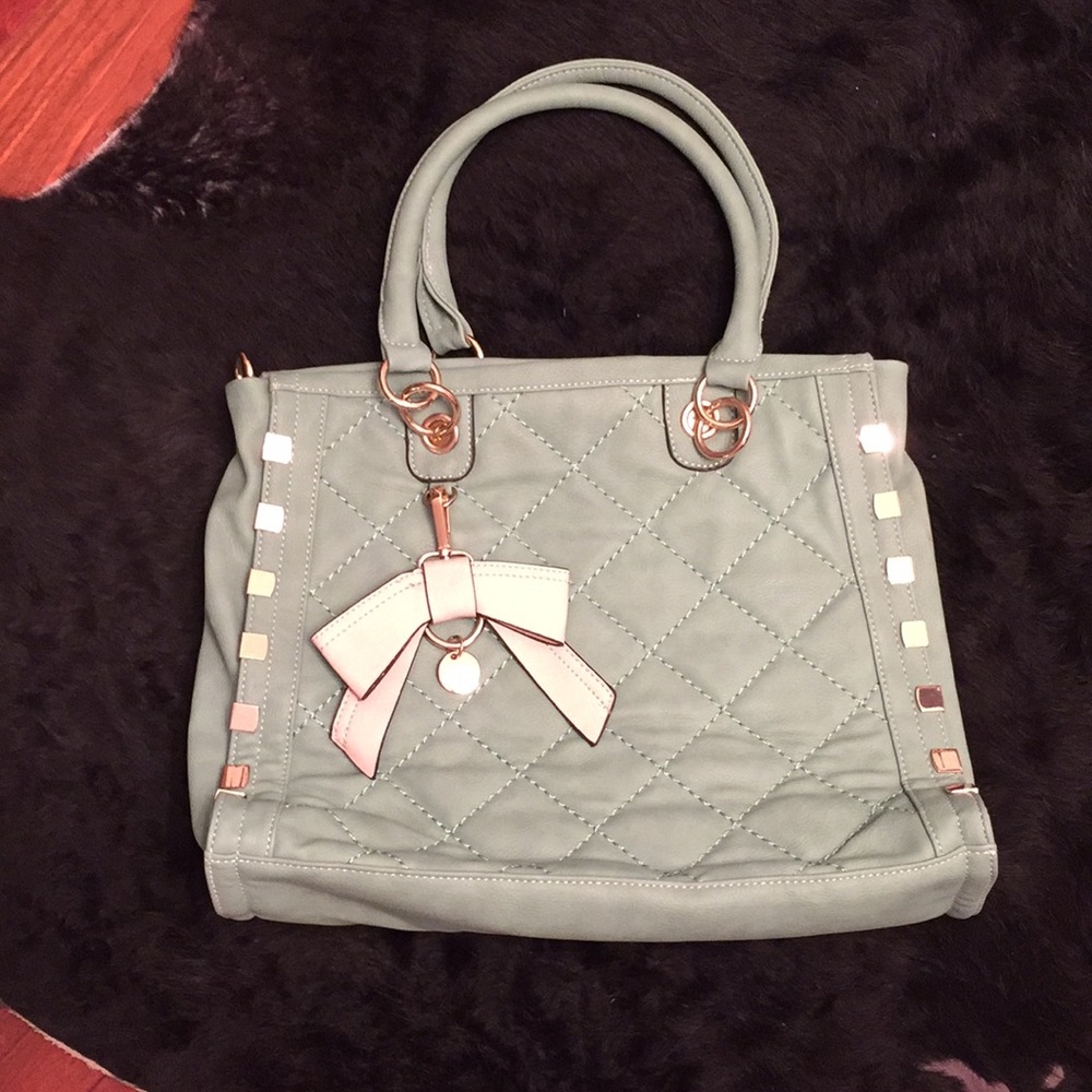 Soft green & cream handbag